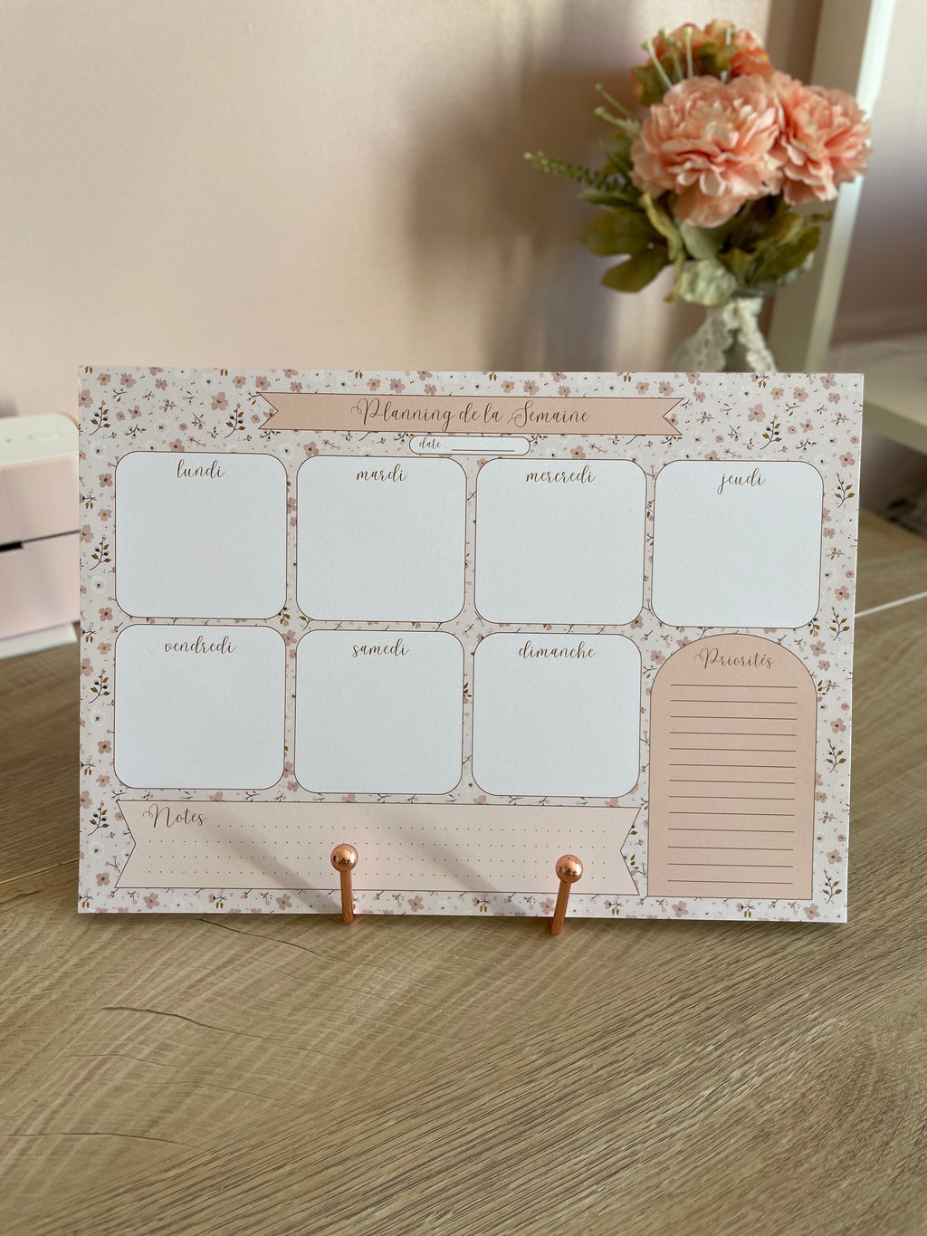 Semainier - Weekly planner A4  floral - organisation hebdomadaire - planning - agenda - bloc-notes