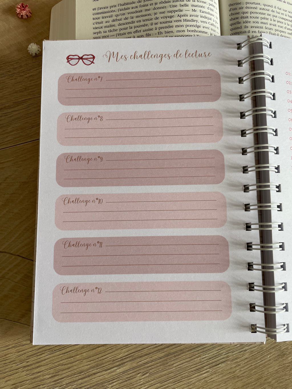Journal de lecture A5 fait main - 100 critiques de livres - avis de lecture - romance - carnet de notes