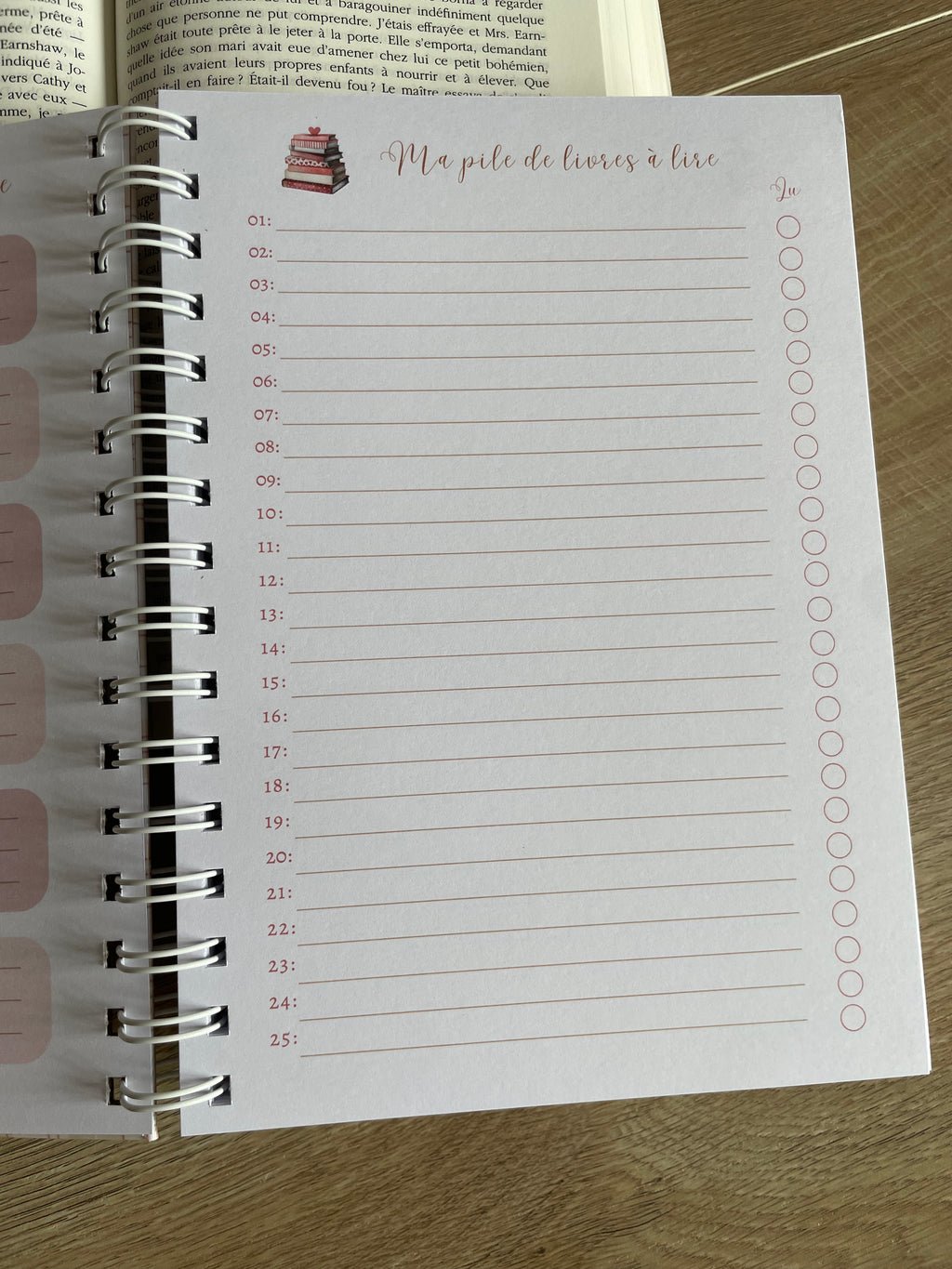 Journal de lecture A5 fait main - 100 critiques de livres - avis de lecture - romance - carnet de notes