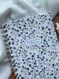 Carnet de recettes à remplir  style cottagecore floral bleu - format A5 à spirales - Personnalisable
