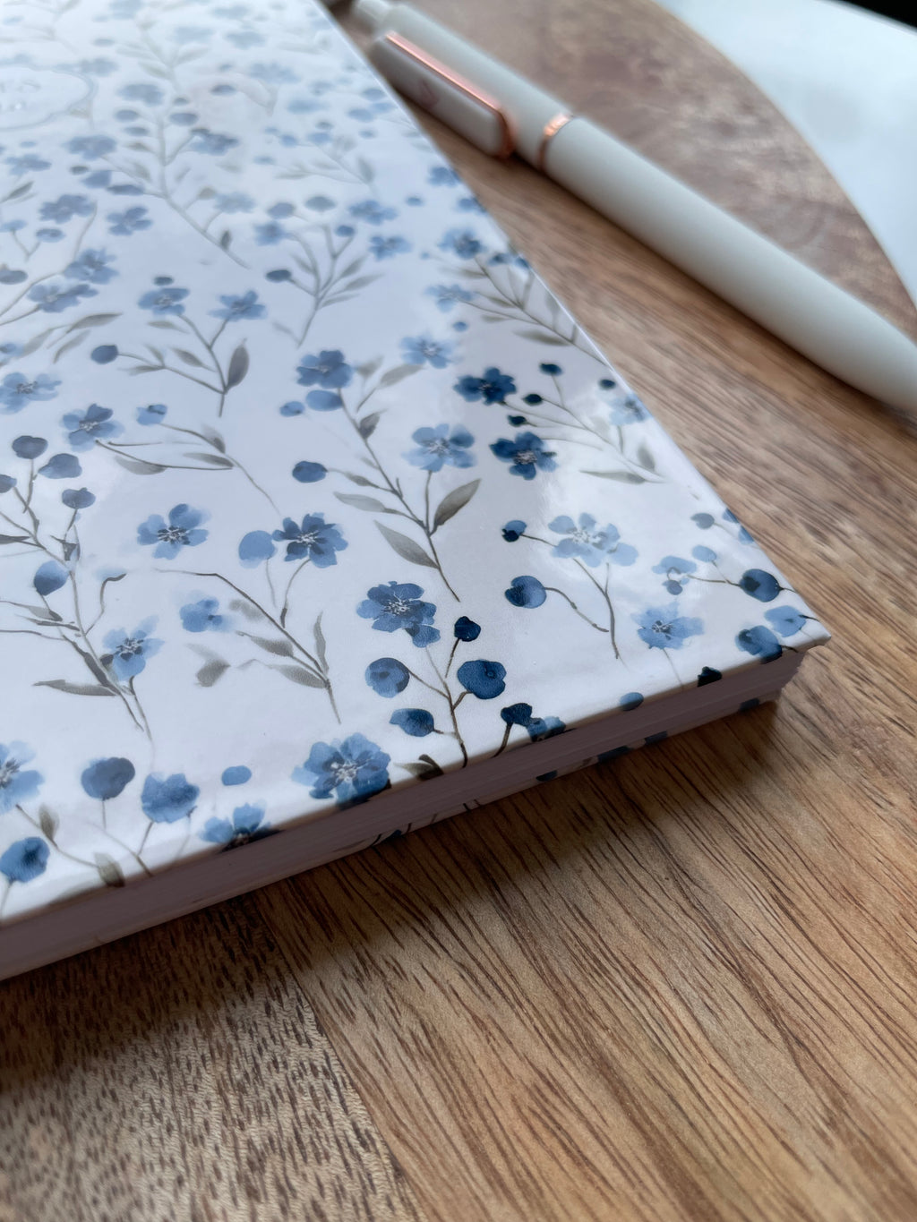 Carnet de recettes à remplir  style cottagecore floral bleu - format A5 à spirales - Personnalisable
