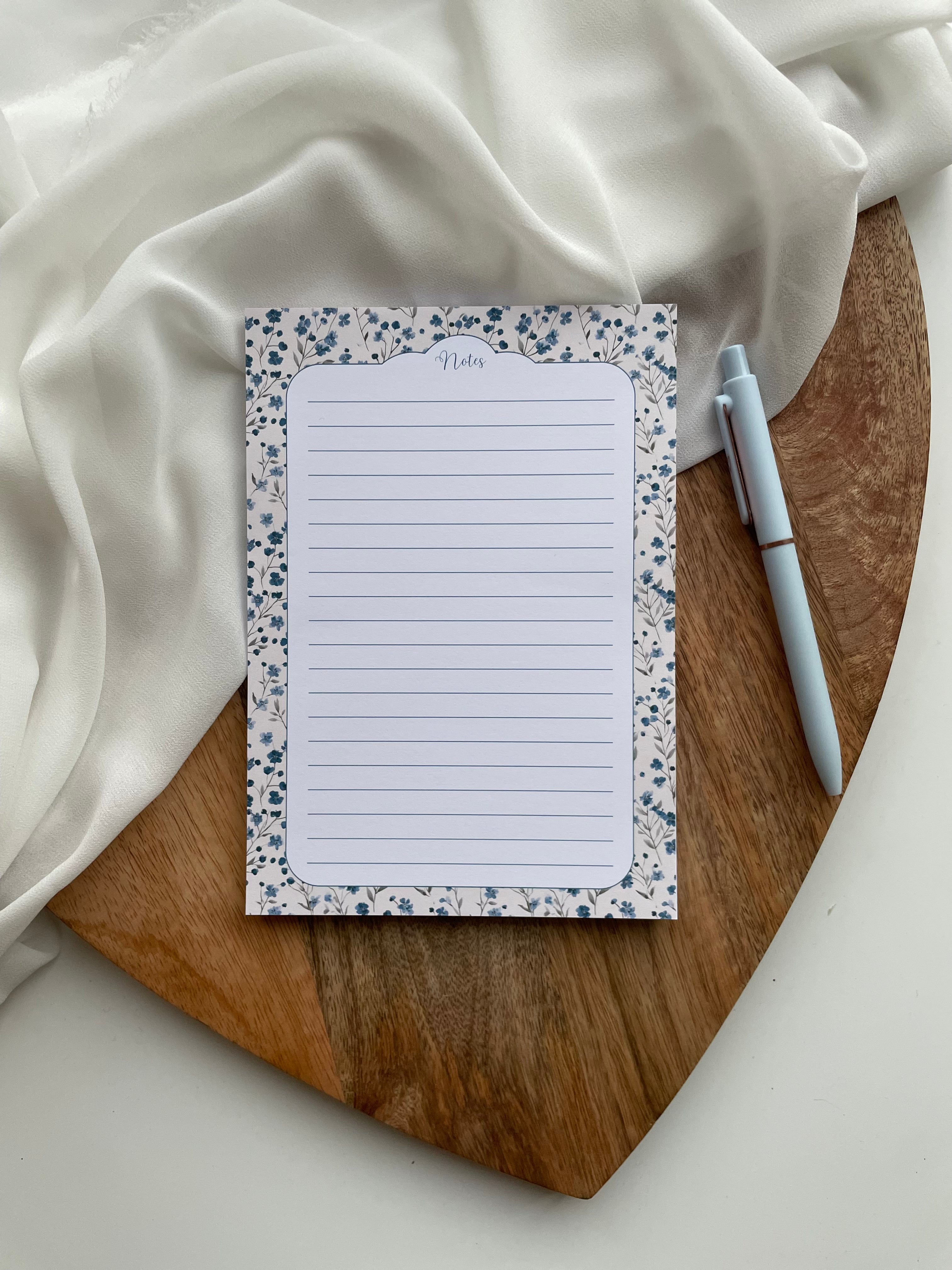 Bloc-notes ligné A5 fait main style cottagecore floral - carnet de notes romantique A6 - accessoire de bureau - to-do list - organisation