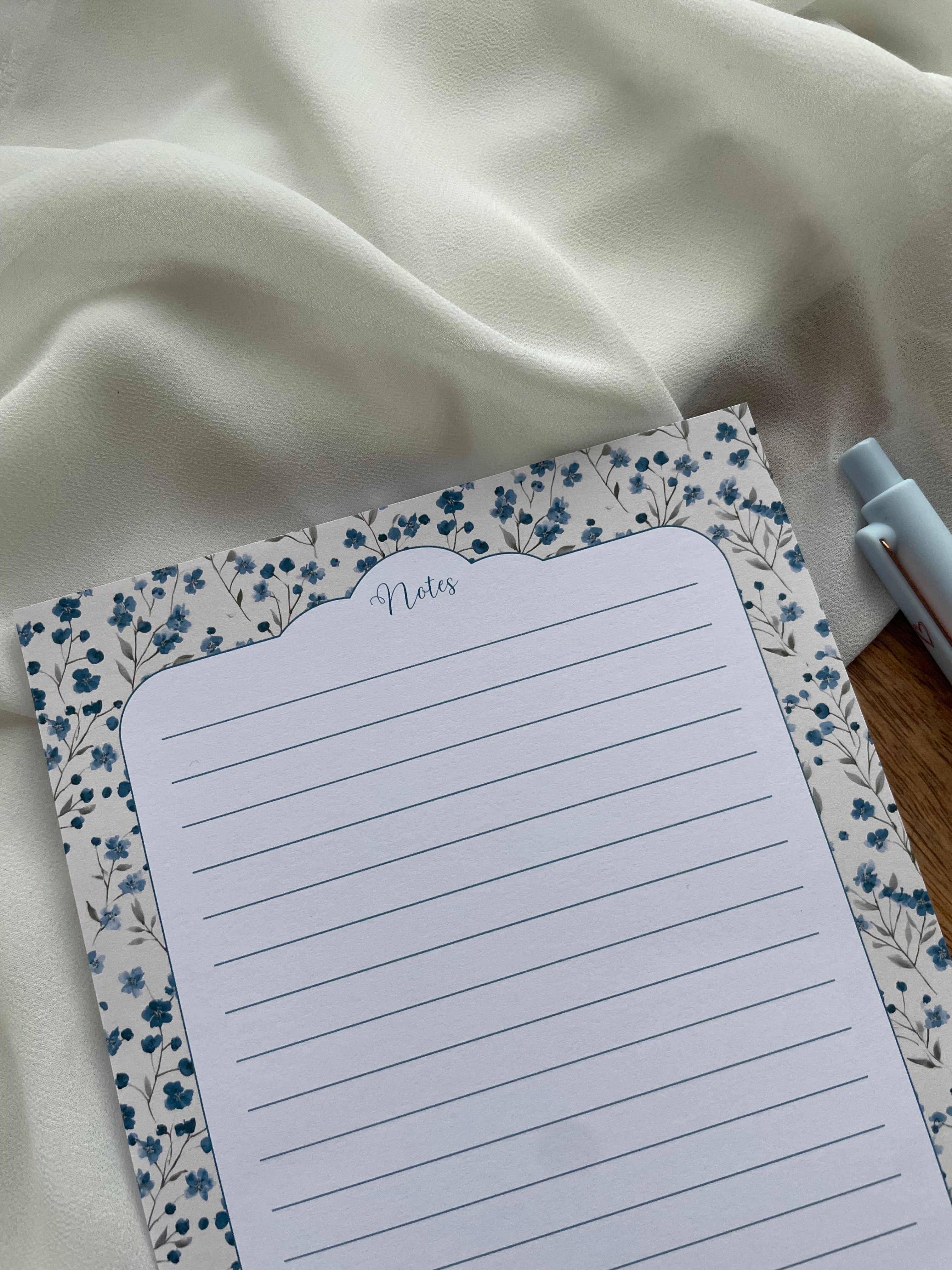 Bloc-notes ligné A5 fait main style cottagecore floral - carnet de notes romantique A6 - accessoire de bureau - to-do list - organisation