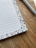 Bloc-notes ligné A5 fait main style cottagecore floral - carnet de notes romantique A6 - accessoire de bureau - to-do list - organisation