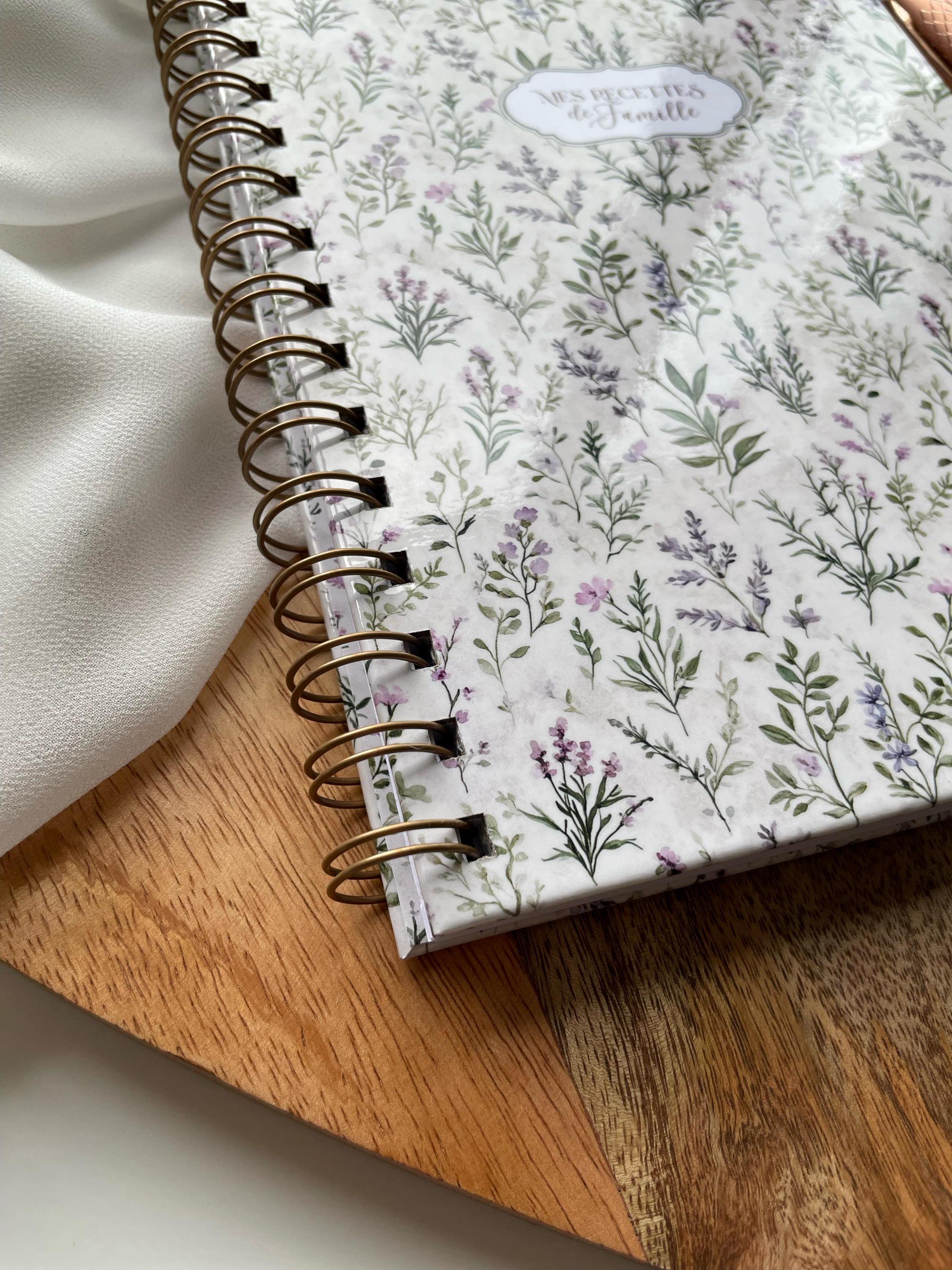Carnet de recettes familiales A5 fait main à spirales floral style cottagecore - Family Cook book