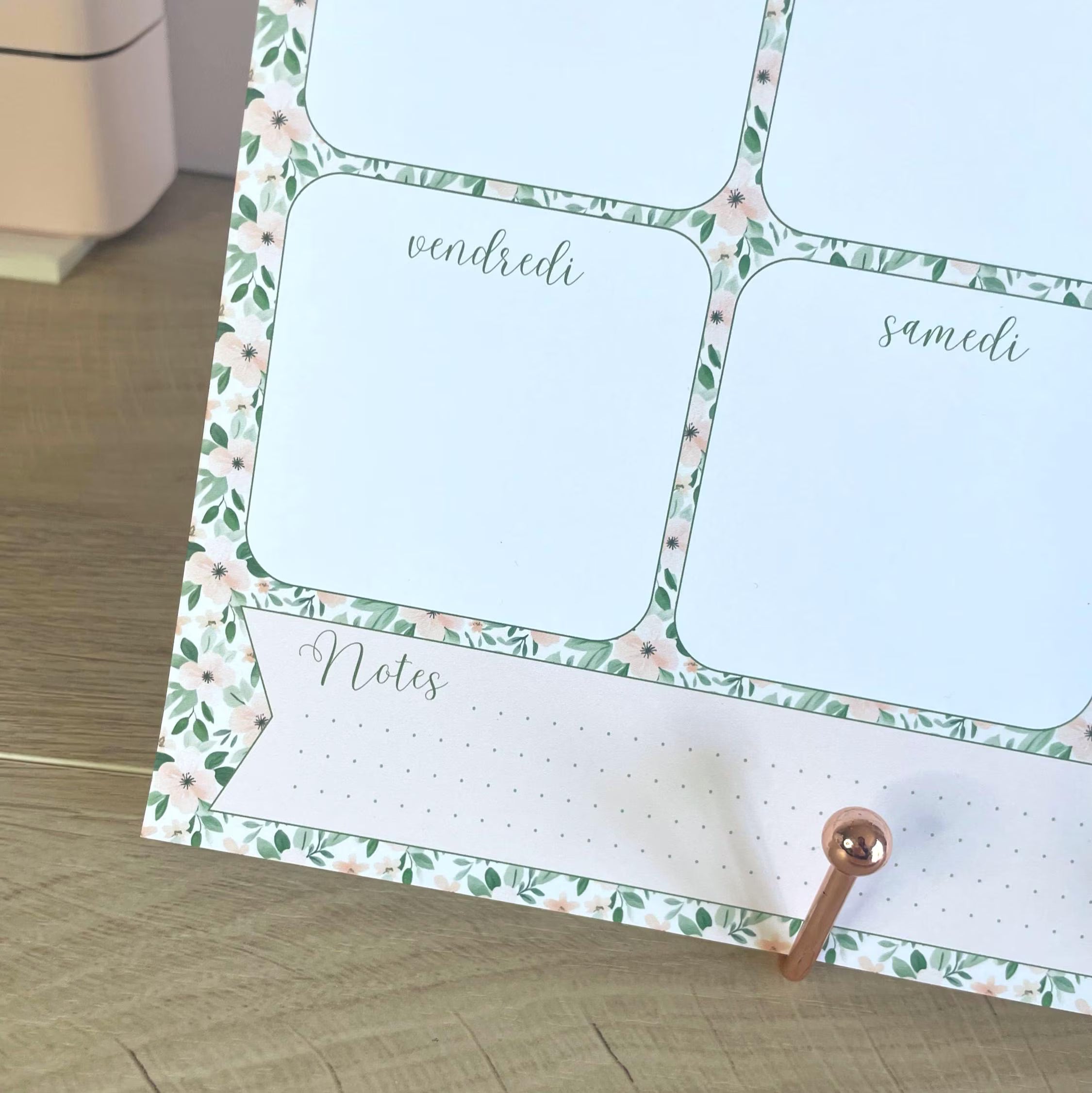 Weekly planner floral - planning de la semaine - semainier - organisation hebdomadaire - bloc-notes