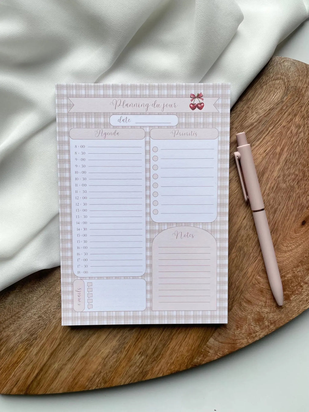Planning du jour - bloc-notes d'organisation quotidienne - agenda - to-do list