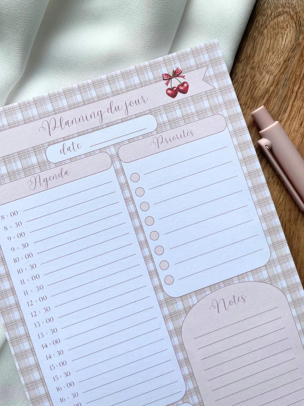Planning du jour - bloc-notes d'organisation quotidienne - agenda - to-do list