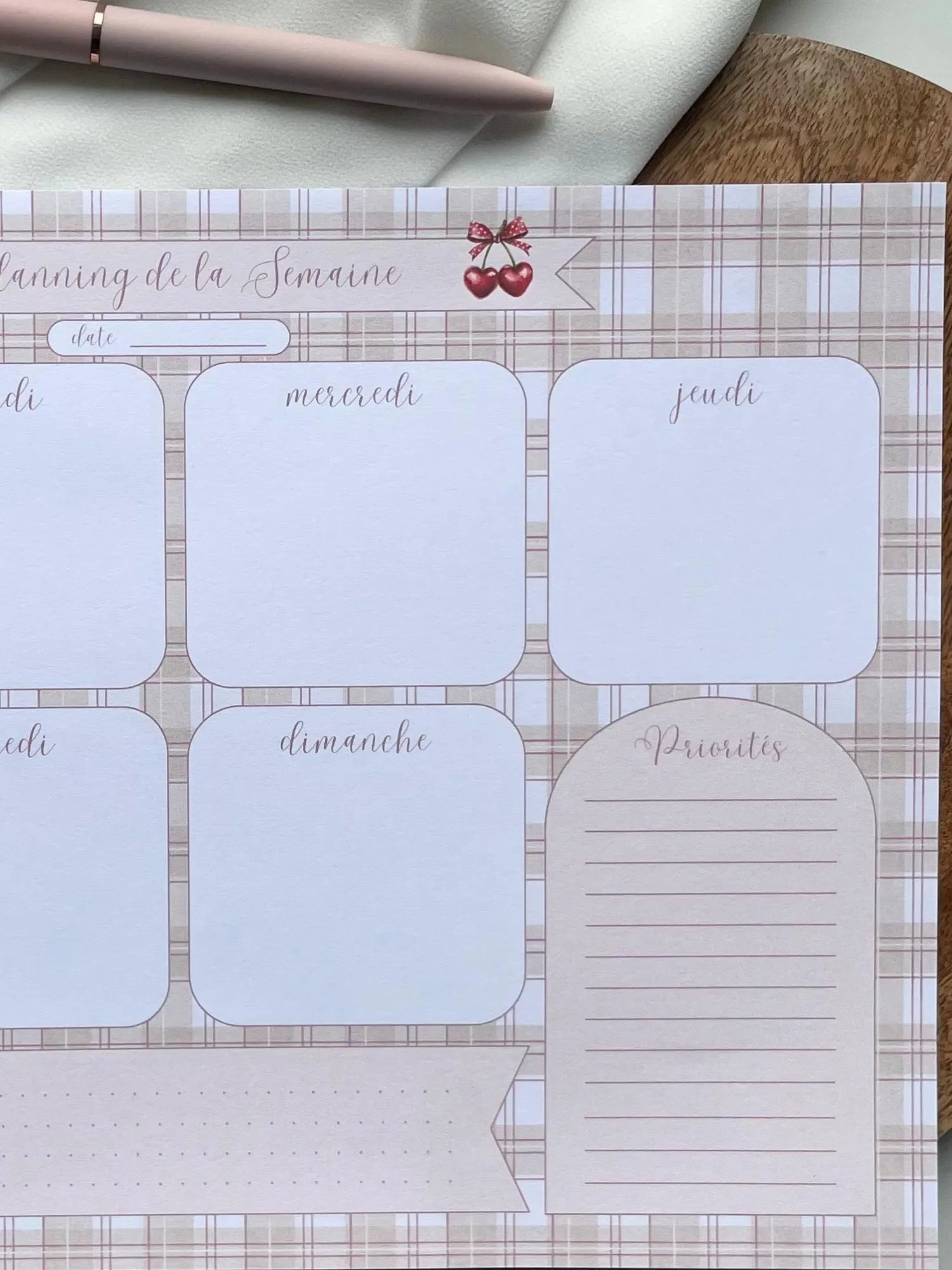 Weekly-planner - Planning de la semaine - organisation - agenda - bloc notes - semainier - to do list