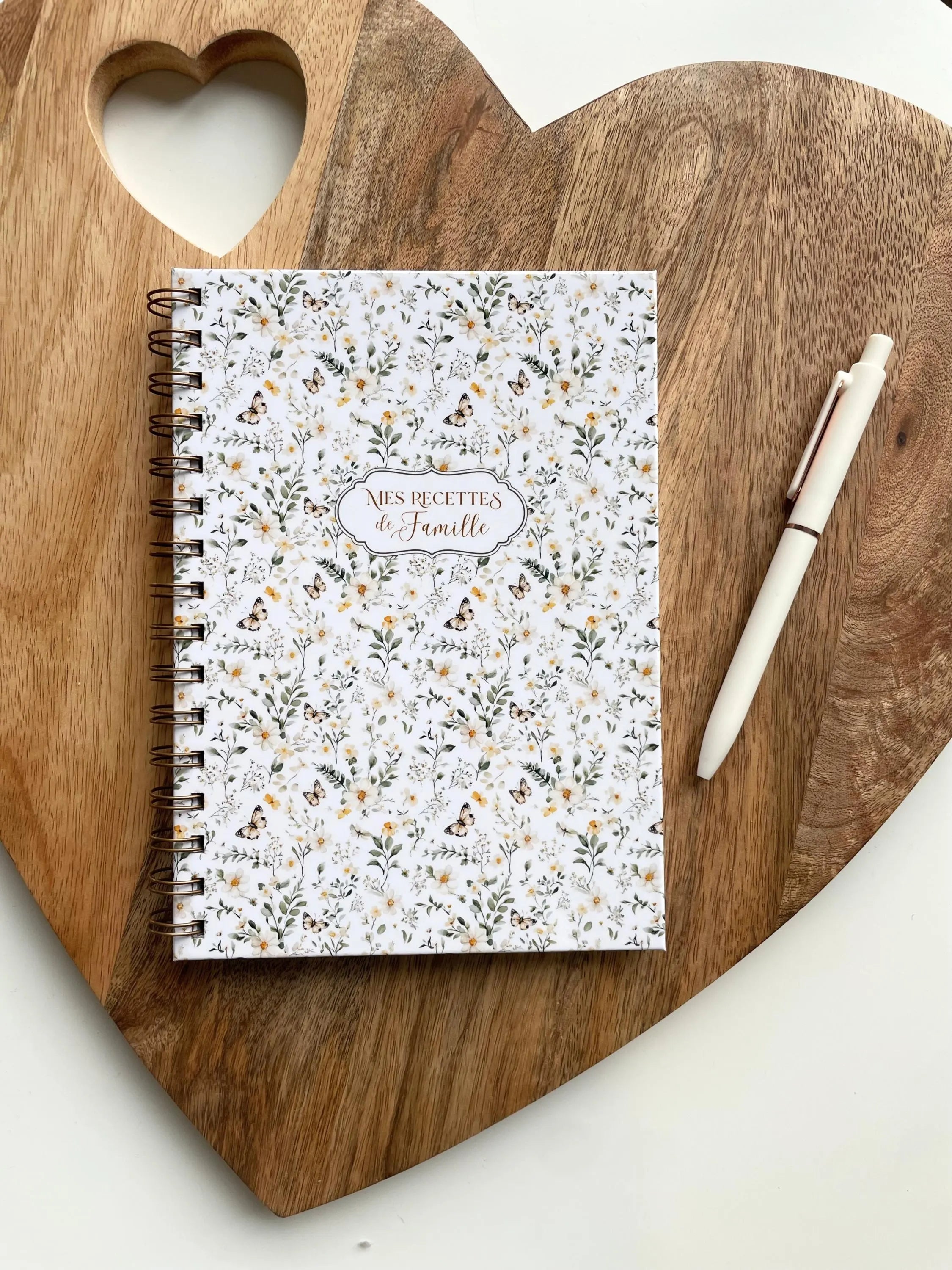 Carnet de recettes familiales à spirales A5 fait main style floral cottagecore - Family Cook book
