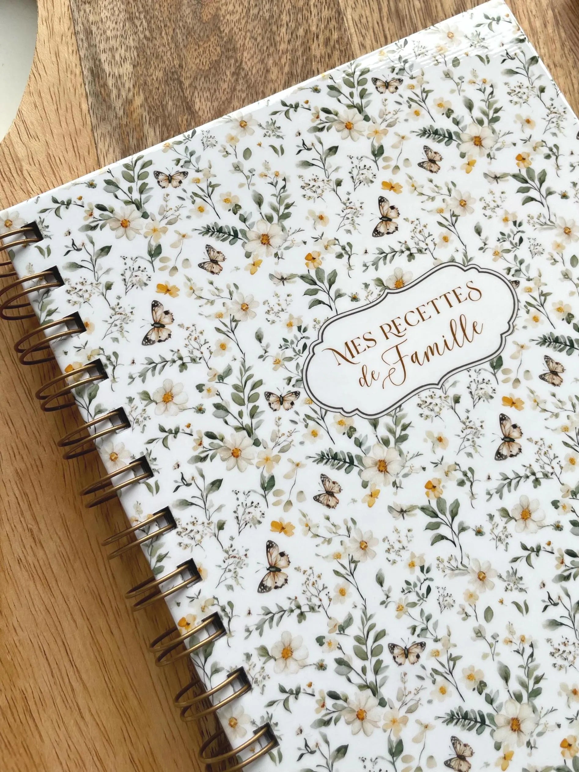 Carnet de recettes familiales à spirales A5 fait main style floral cottagecore - Family Cook book