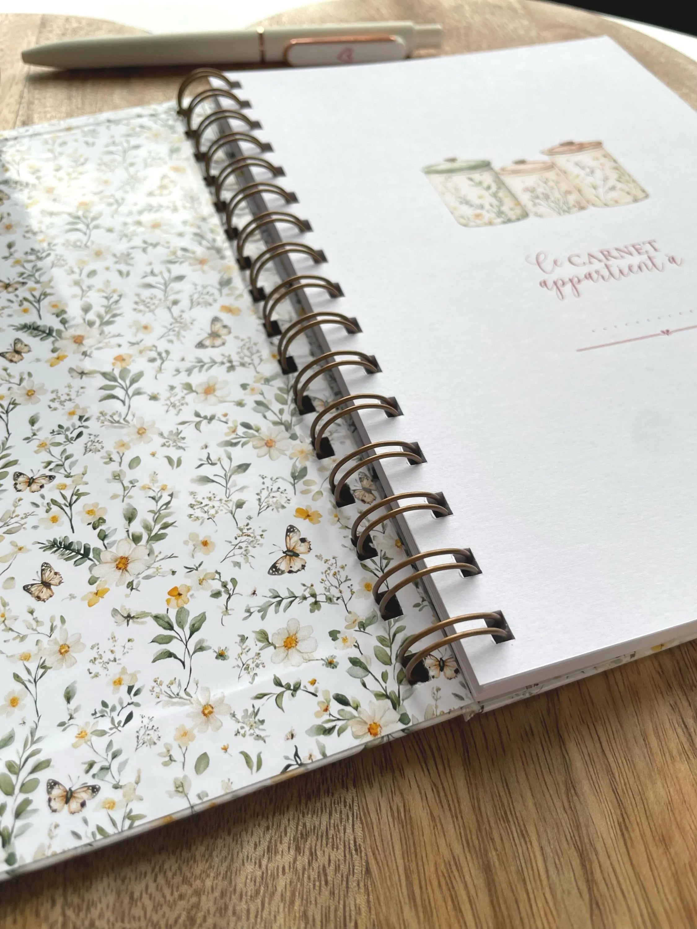 Carnet de recettes familiales à spirales A5 fait main style floral cottagecore - Family Cook book