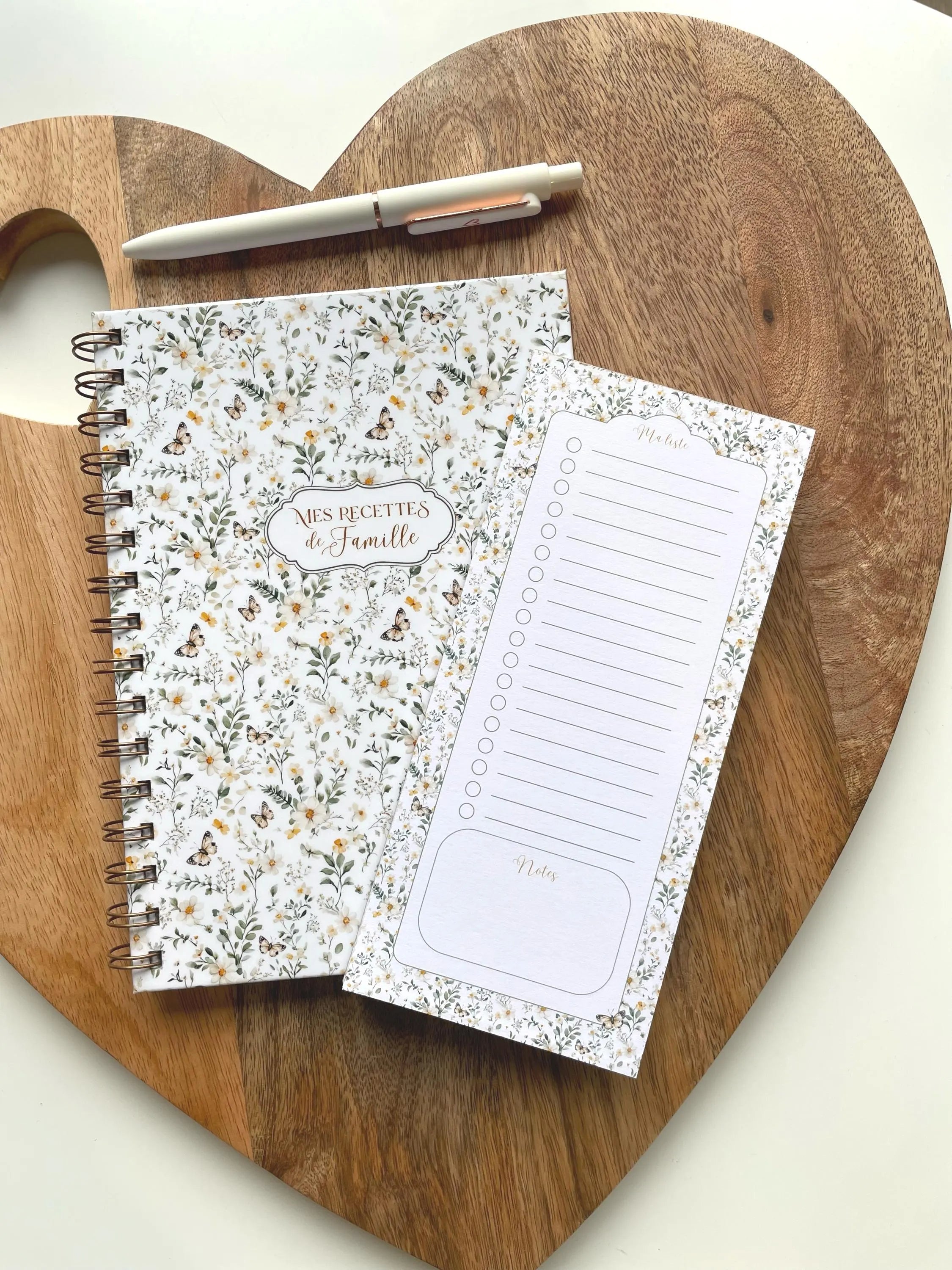 Carnet de recettes familiales à spirales A5 fait main style floral cottagecore - Family Cook book