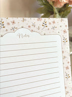 Bloc-notes ligné A5 fait main style cottagecore - carnet de notes romantique - accessoire de bureau - to-do list - organisation