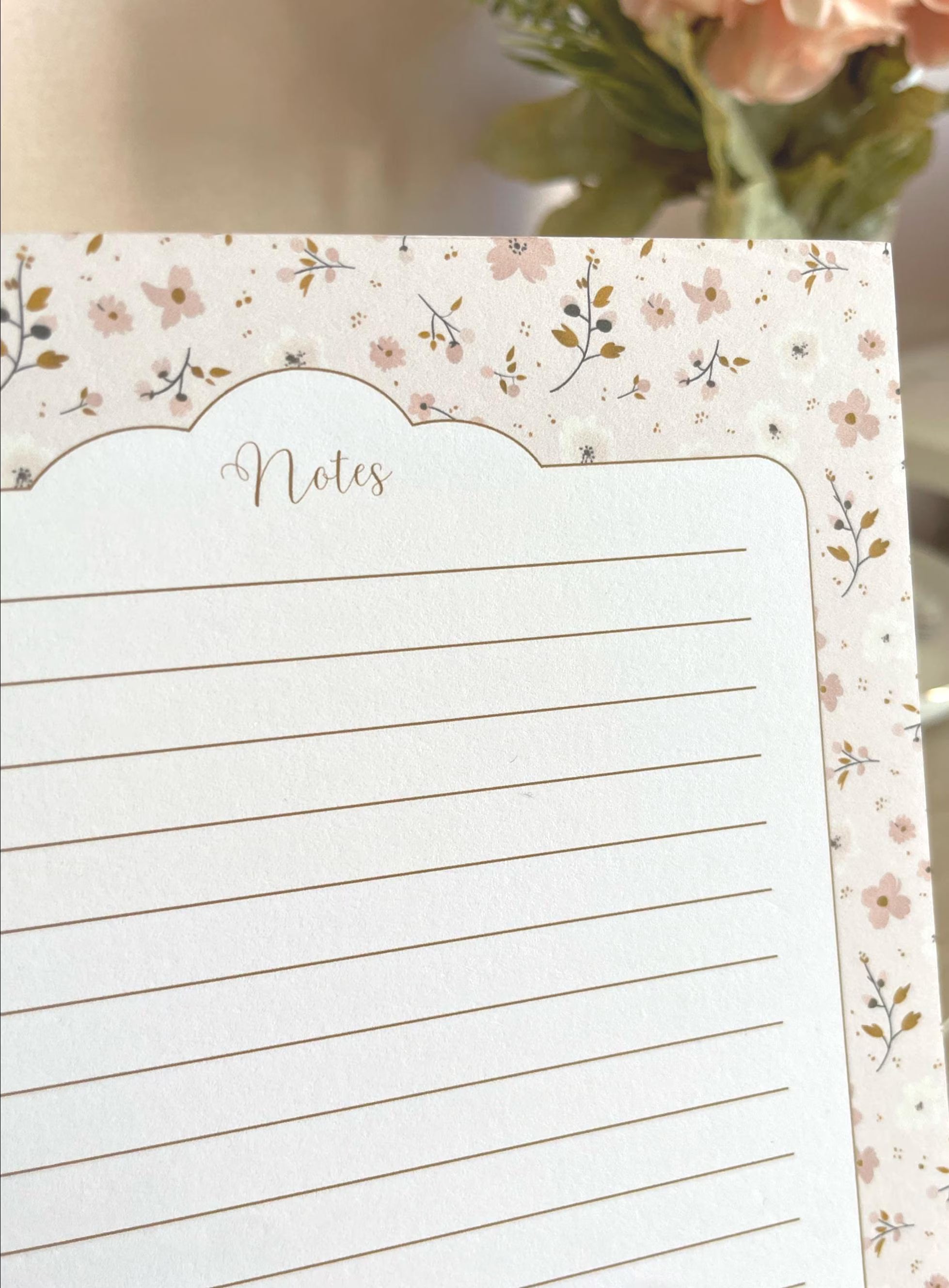 Bloc-notes ligné A5 fait main style cottagecore - carnet de notes romantique - accessoire de bureau - to-do list - organisation