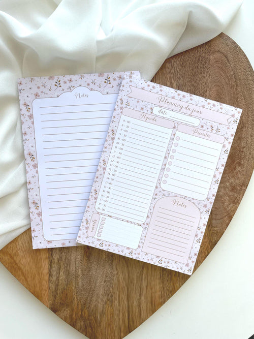 Bloc-notes ligné A5 fait main style cottagecore - carnet de notes romantique - accessoire de bureau - to-do list - organisation