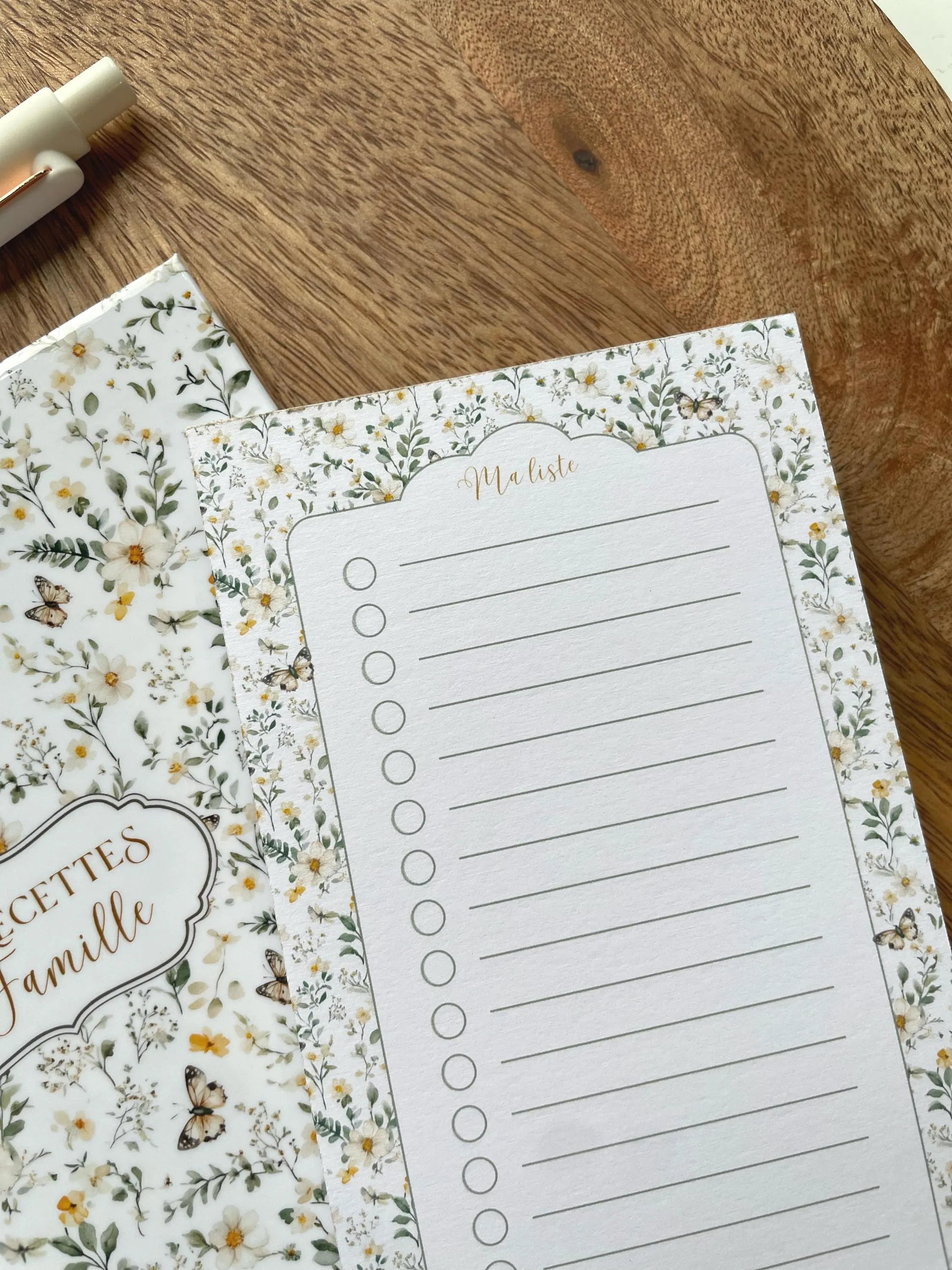 Carnet de recettes familiales à spirales A5 fait main style floral cottagecore - Family Cook book