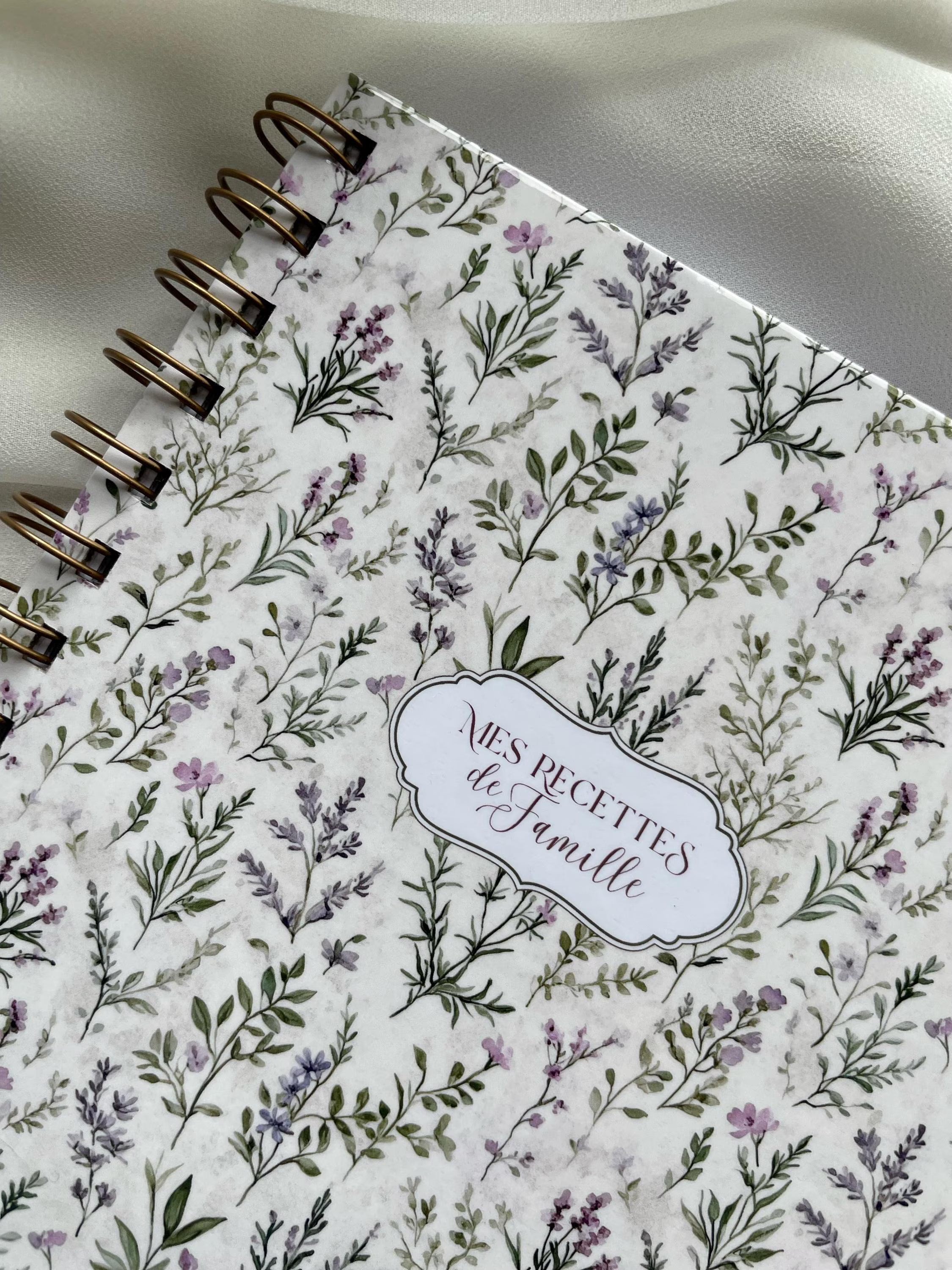 Carnet de recettes familiales A5 fait main à spirales floral style cottagecore - Family Cook book