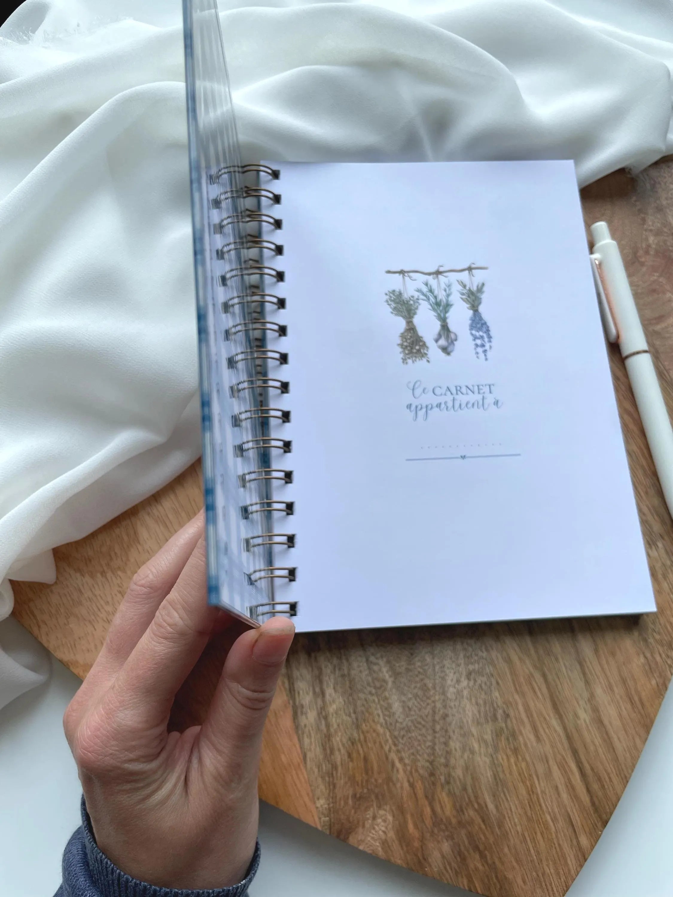 Carnet de recettes à spirales A5 - personnalisable - fait main style cottagecore Vichy - les recettes de maman